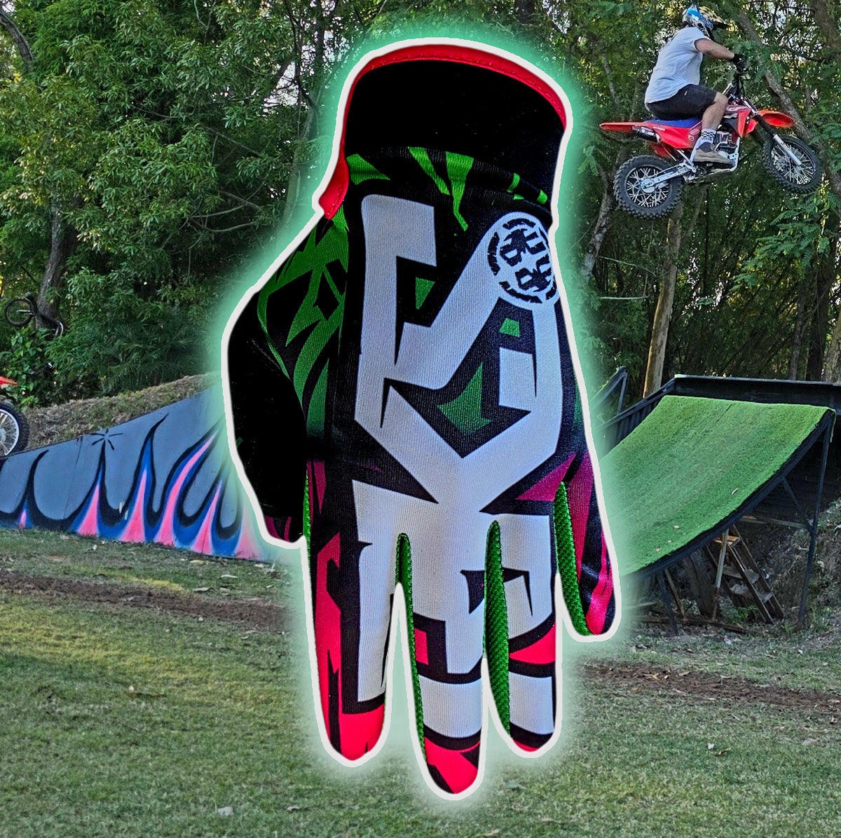RKS Shatter Gloves (GRN/PNK)
